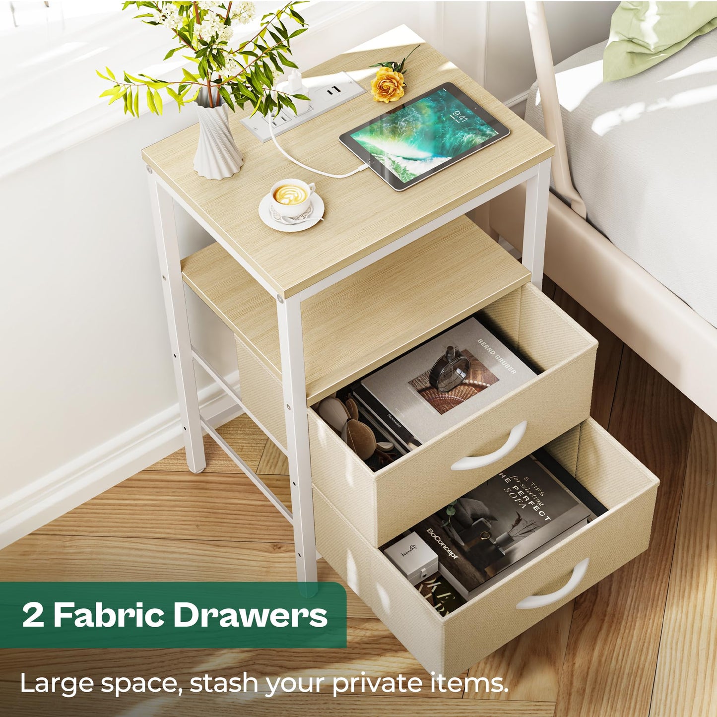 Huuger Nightstand – Rustic Brown/Black