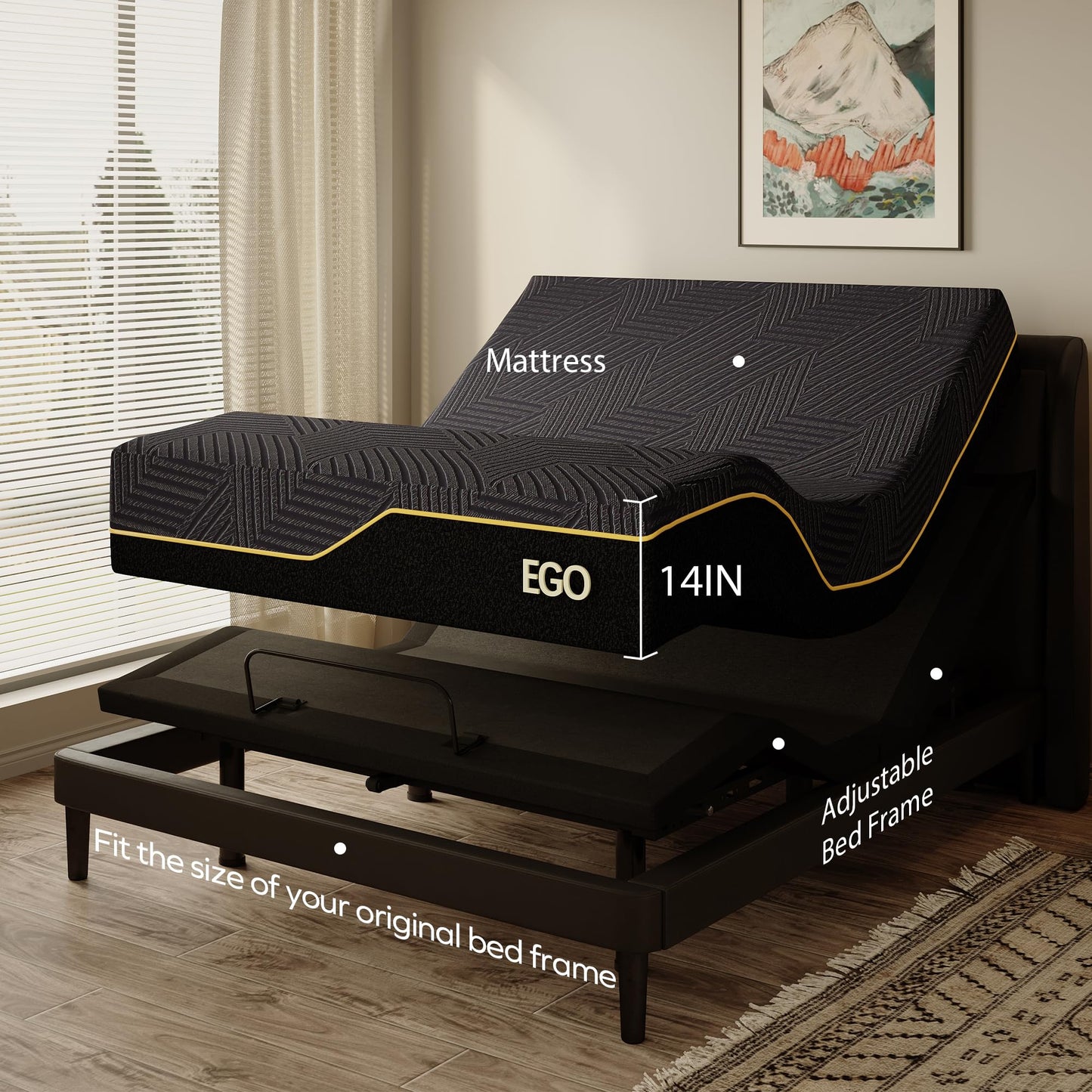 Split King Adjustable Bed with Mattress