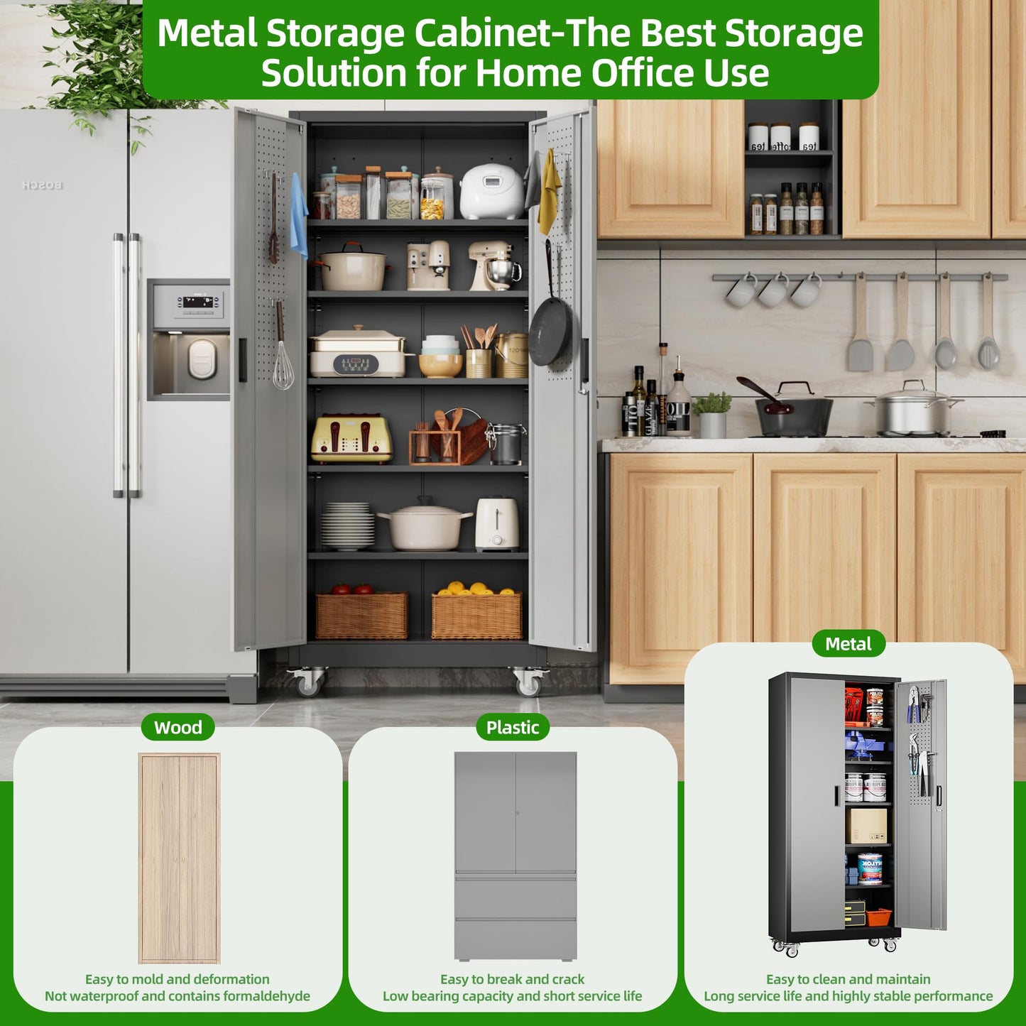 Aobabo Metal Garage Storage Cabinet – Black