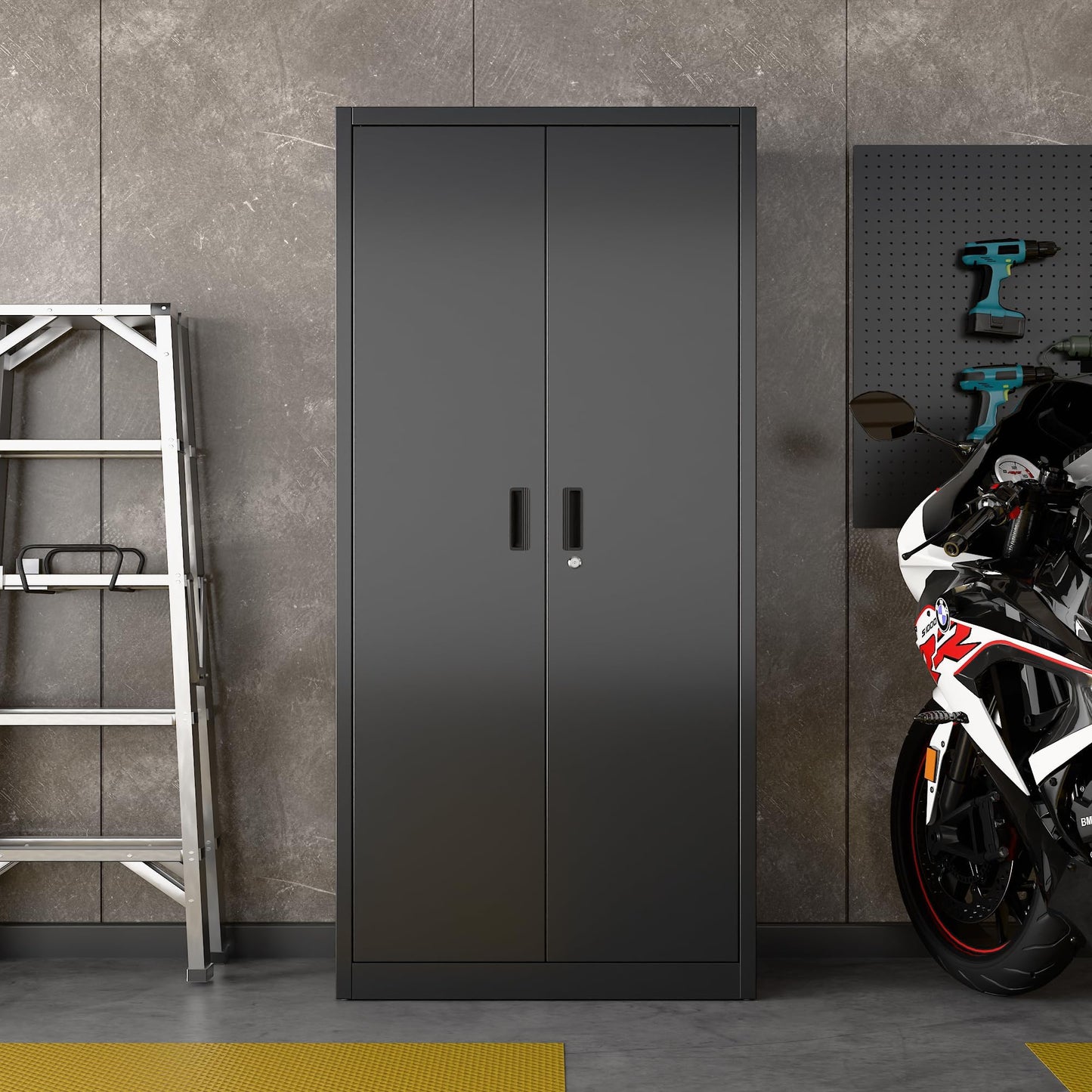 Aobabo Metal Garage Storage Cabinet – Black