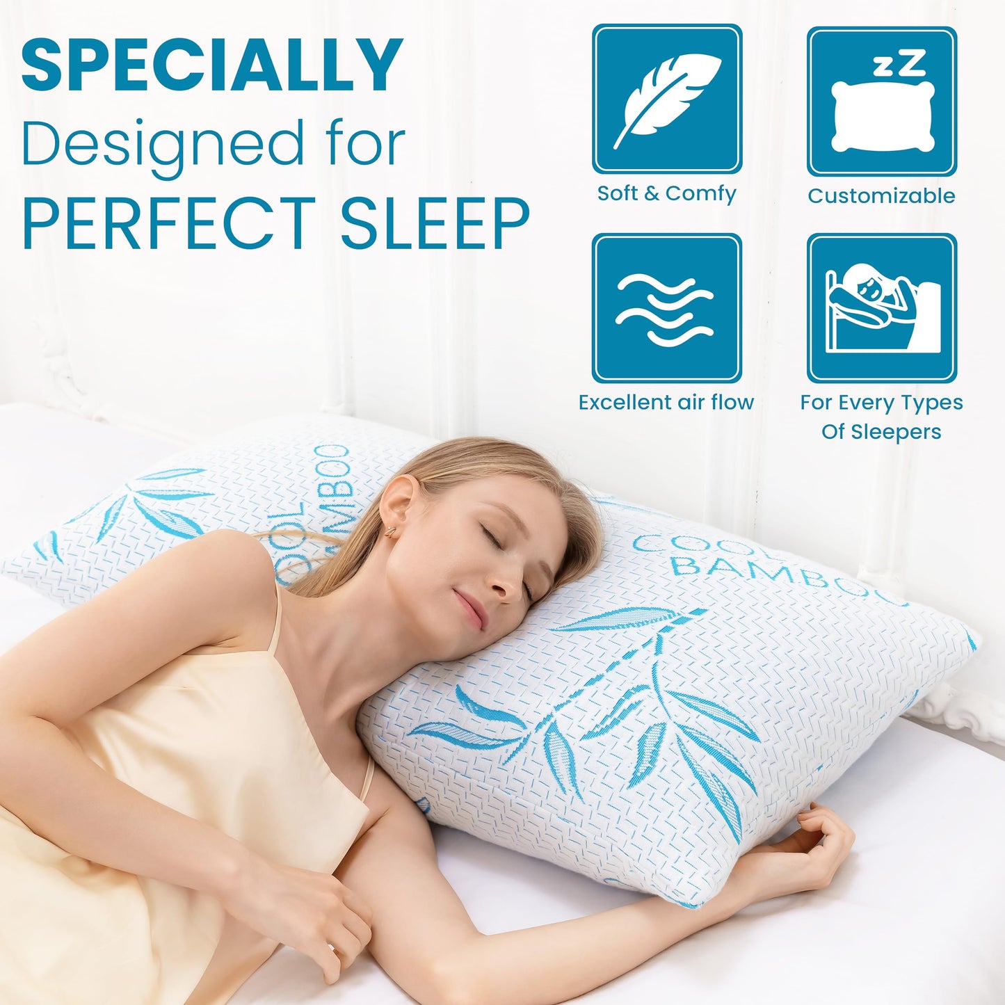2-Pack King Bamboo Memory Foam Pillows