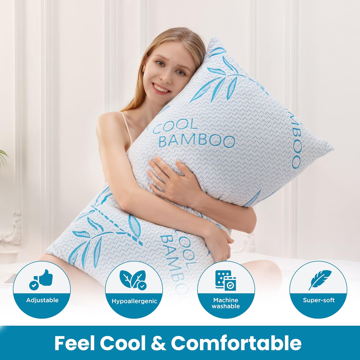 2-Pack King Bamboo Memory Foam Pillows