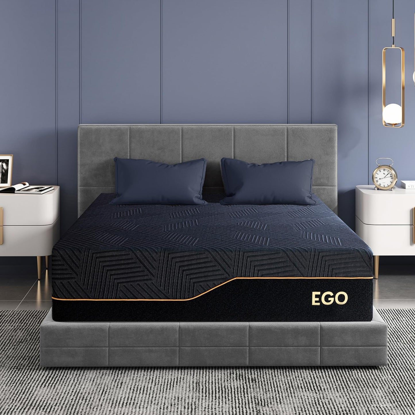 EGOHOME 14" Queen Memory Foam Mattress, Black