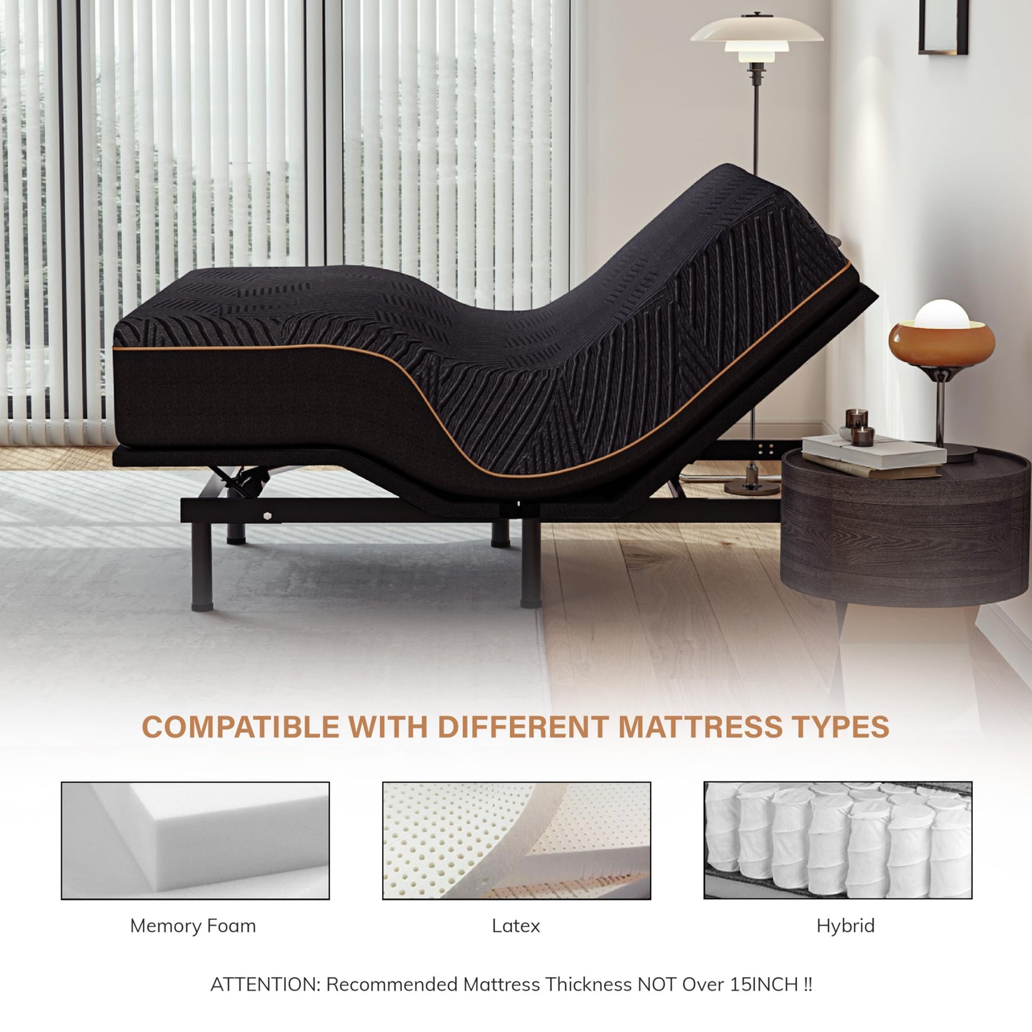 EGOHOME Split King Adjustable Bed