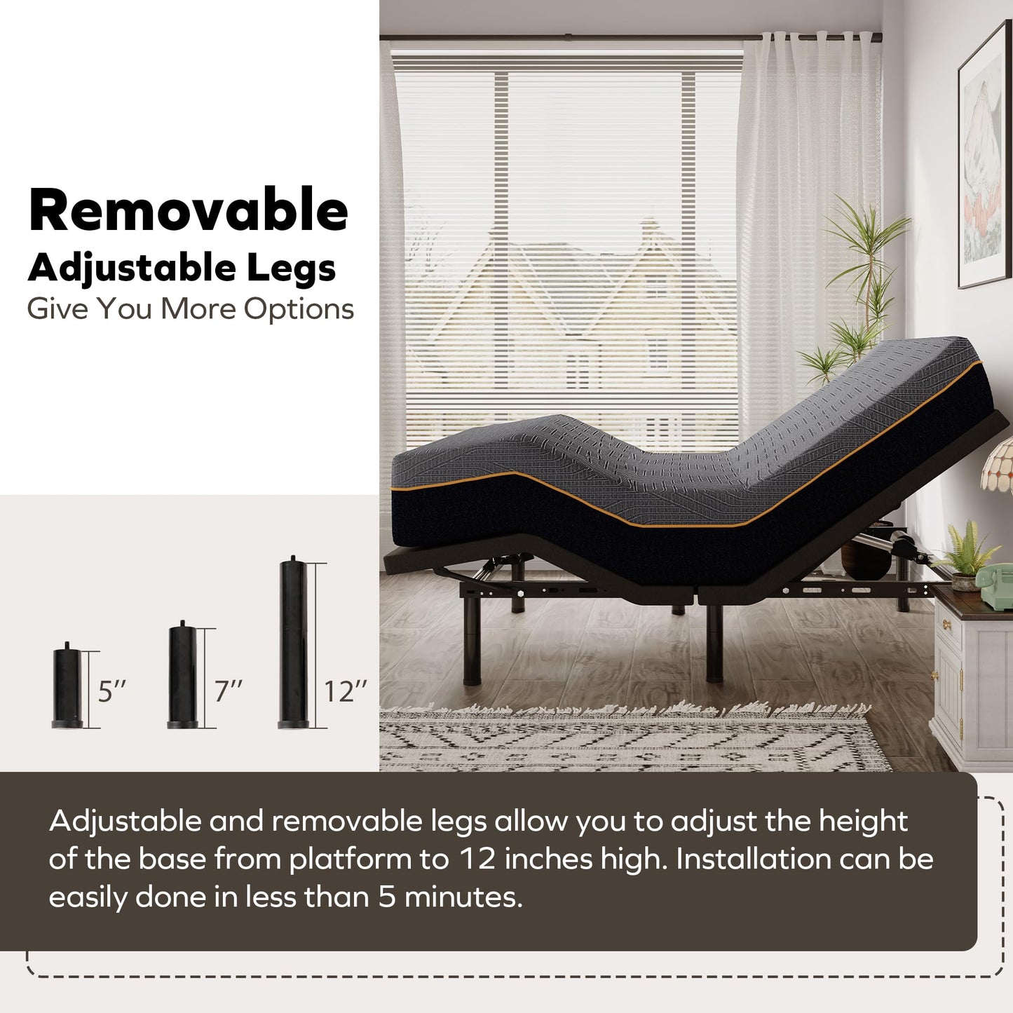 EGOHOME Split King Adjustable Bed