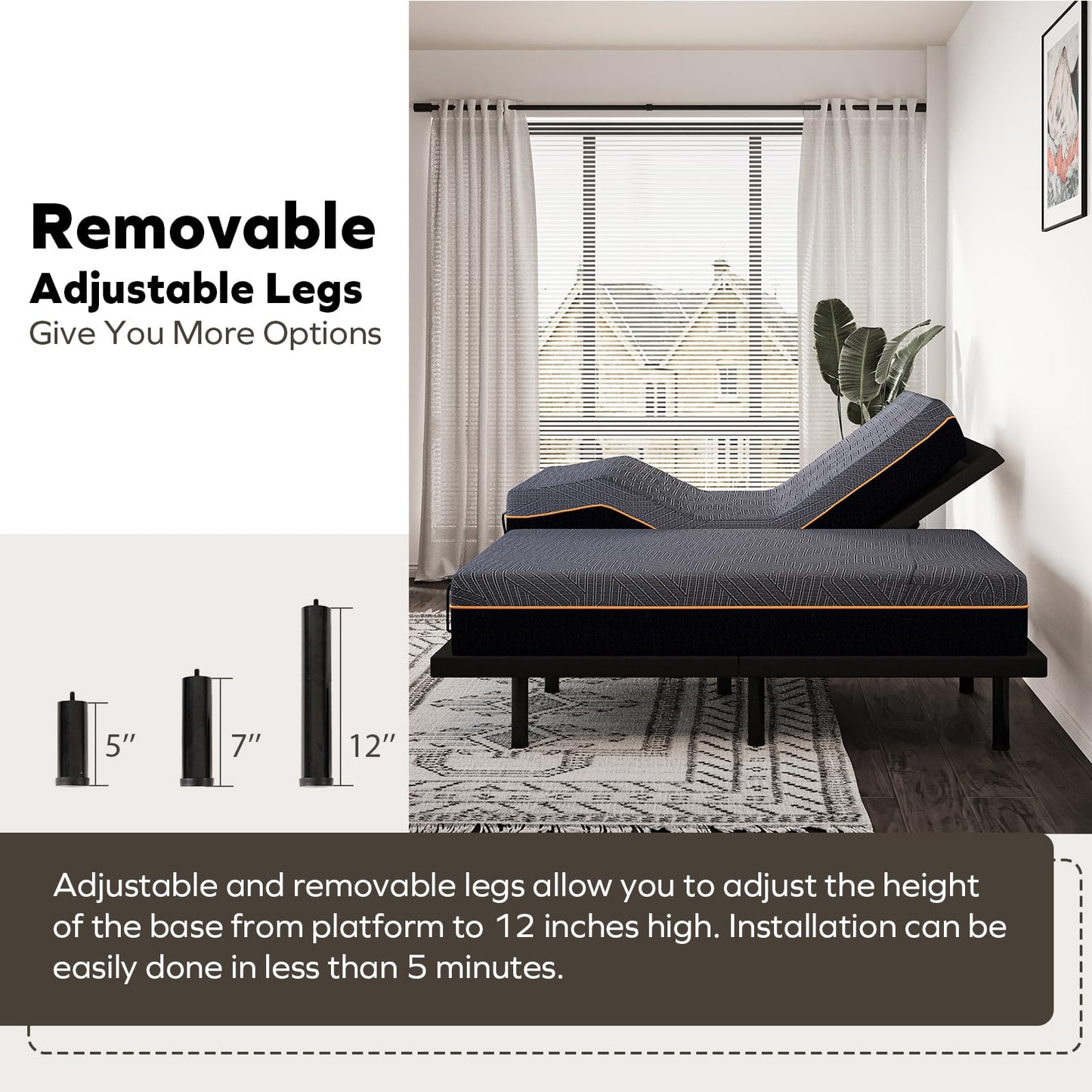 EGOHOME Split King Adjustable Bed