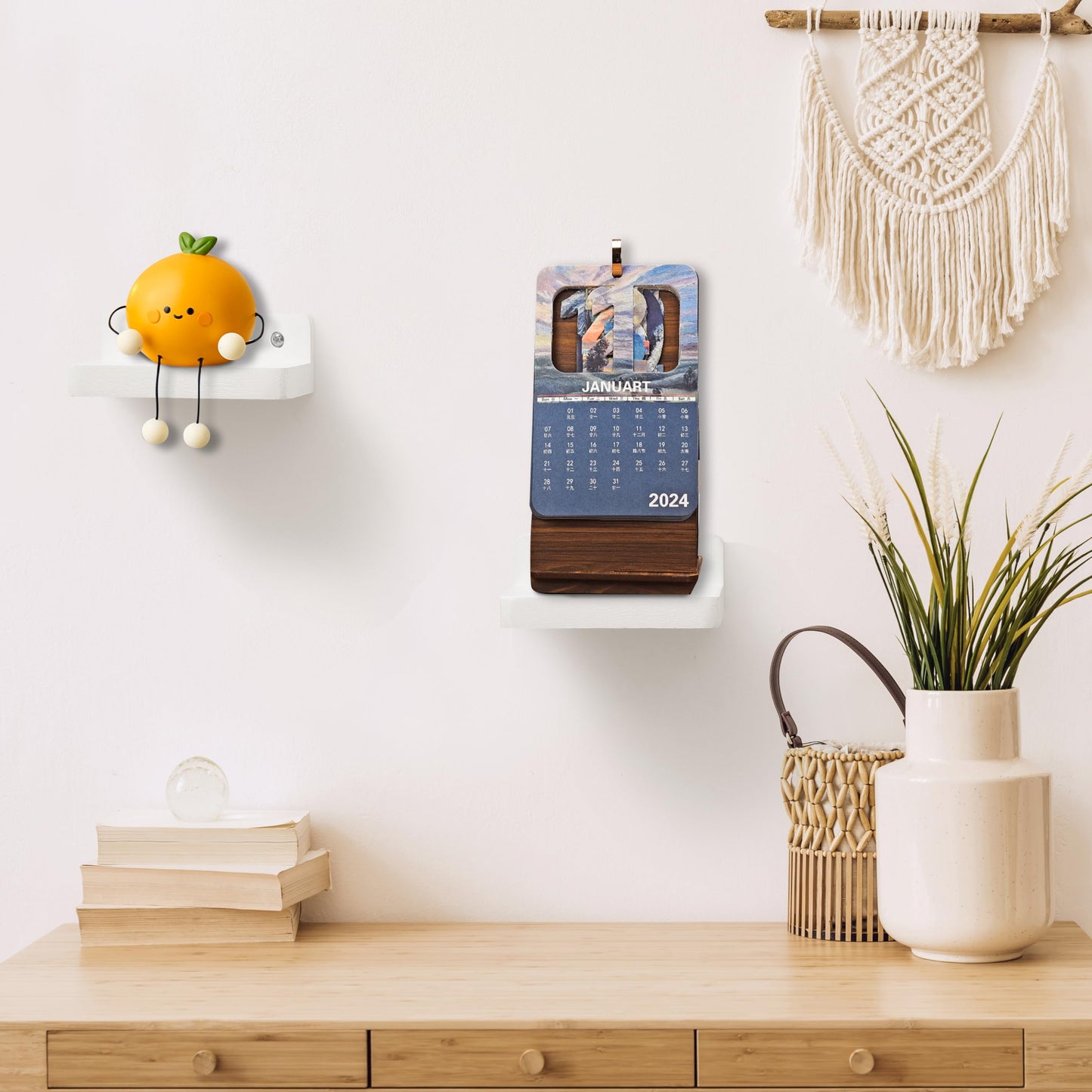 Small Floating Shelves 8-Pack, 4"x4", Rustic White