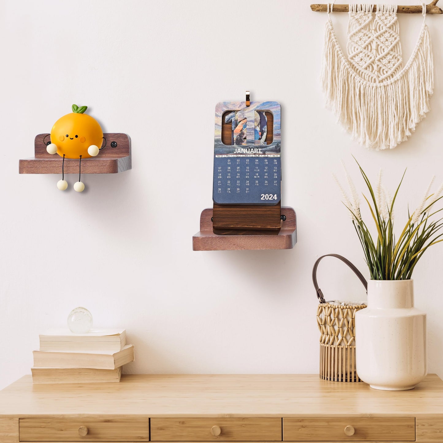 Small Floating Shelves 8-Pack, 4"x4", Rustic White