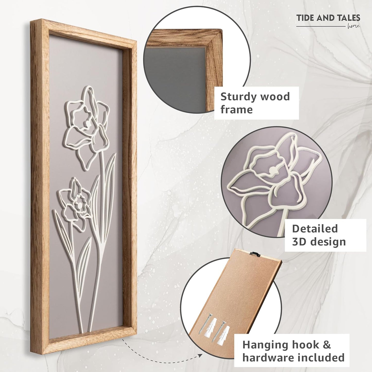 3D Wooden Floral Wall Art Set of 4