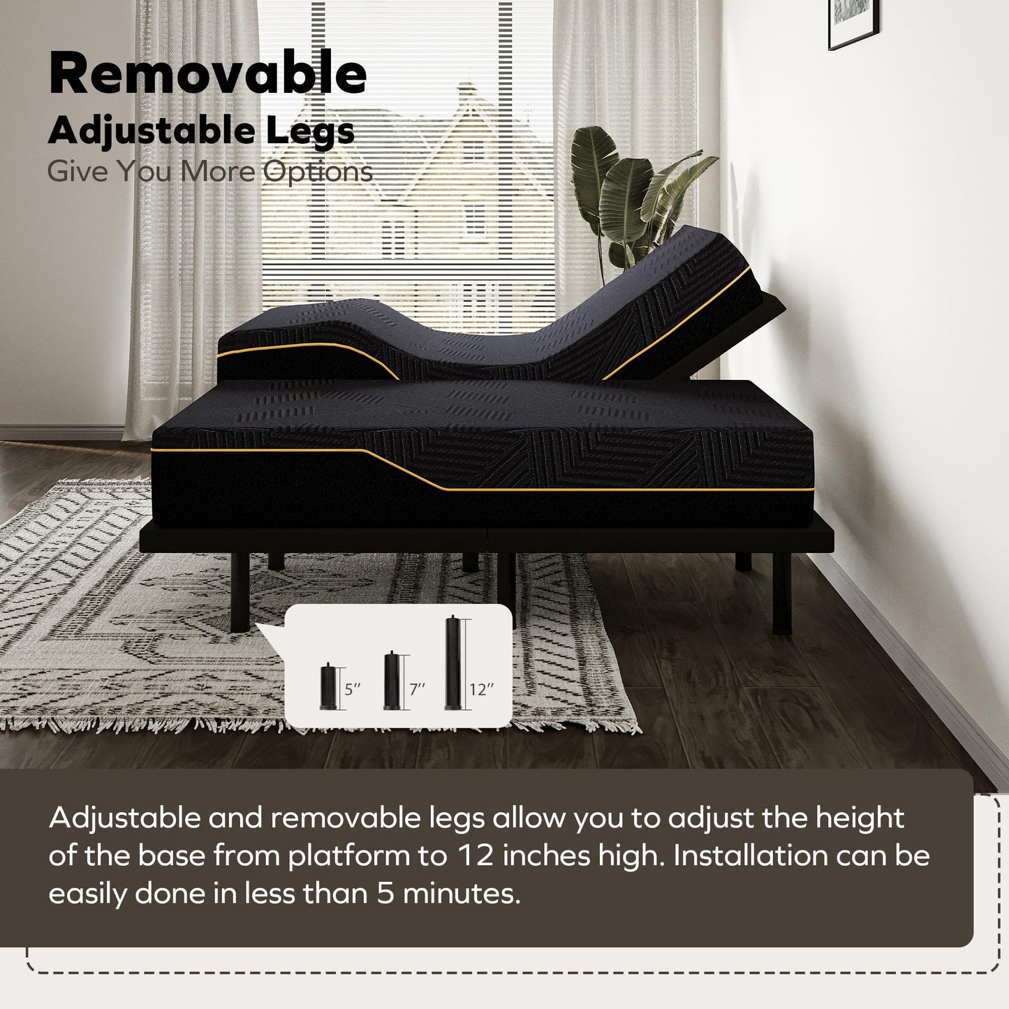 EGOHOME Split King Adjustable Bed