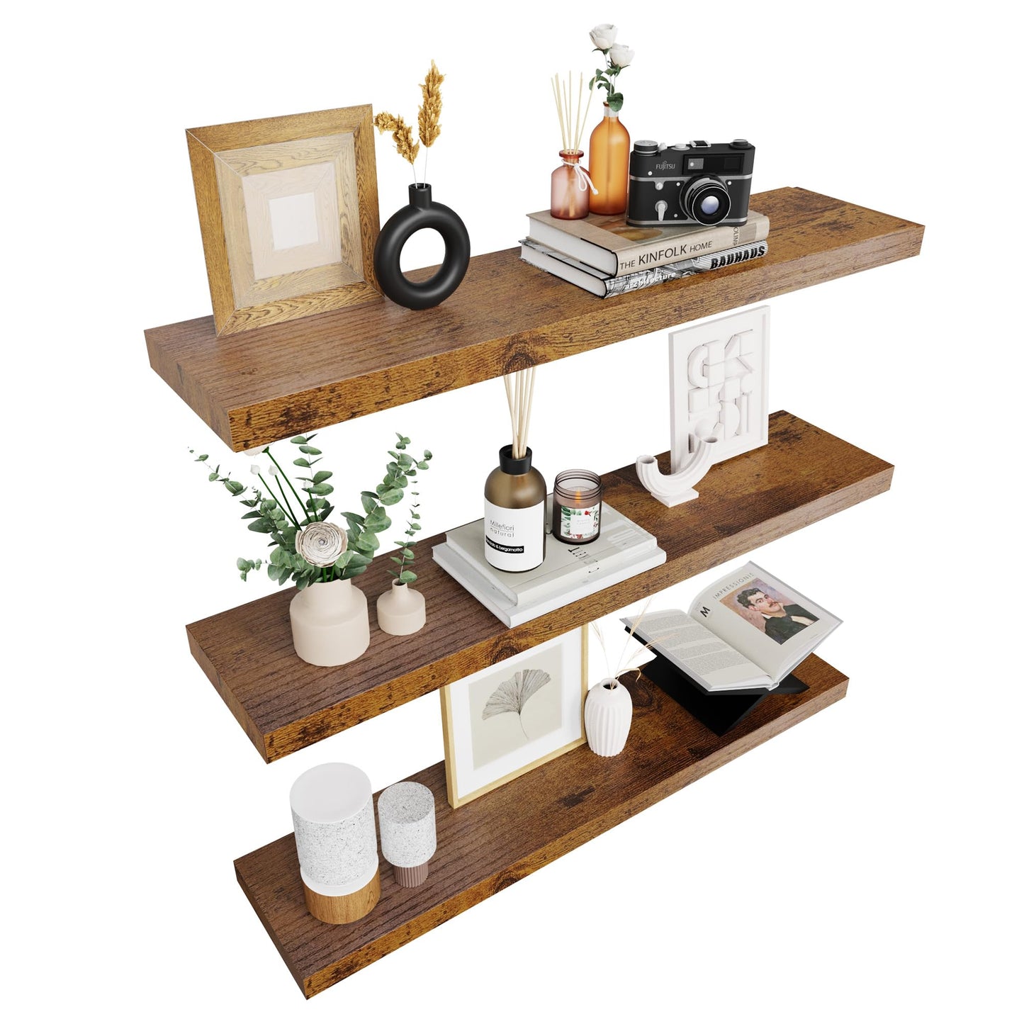 Colima 36" Brown Floating Shelves, 3-Pack