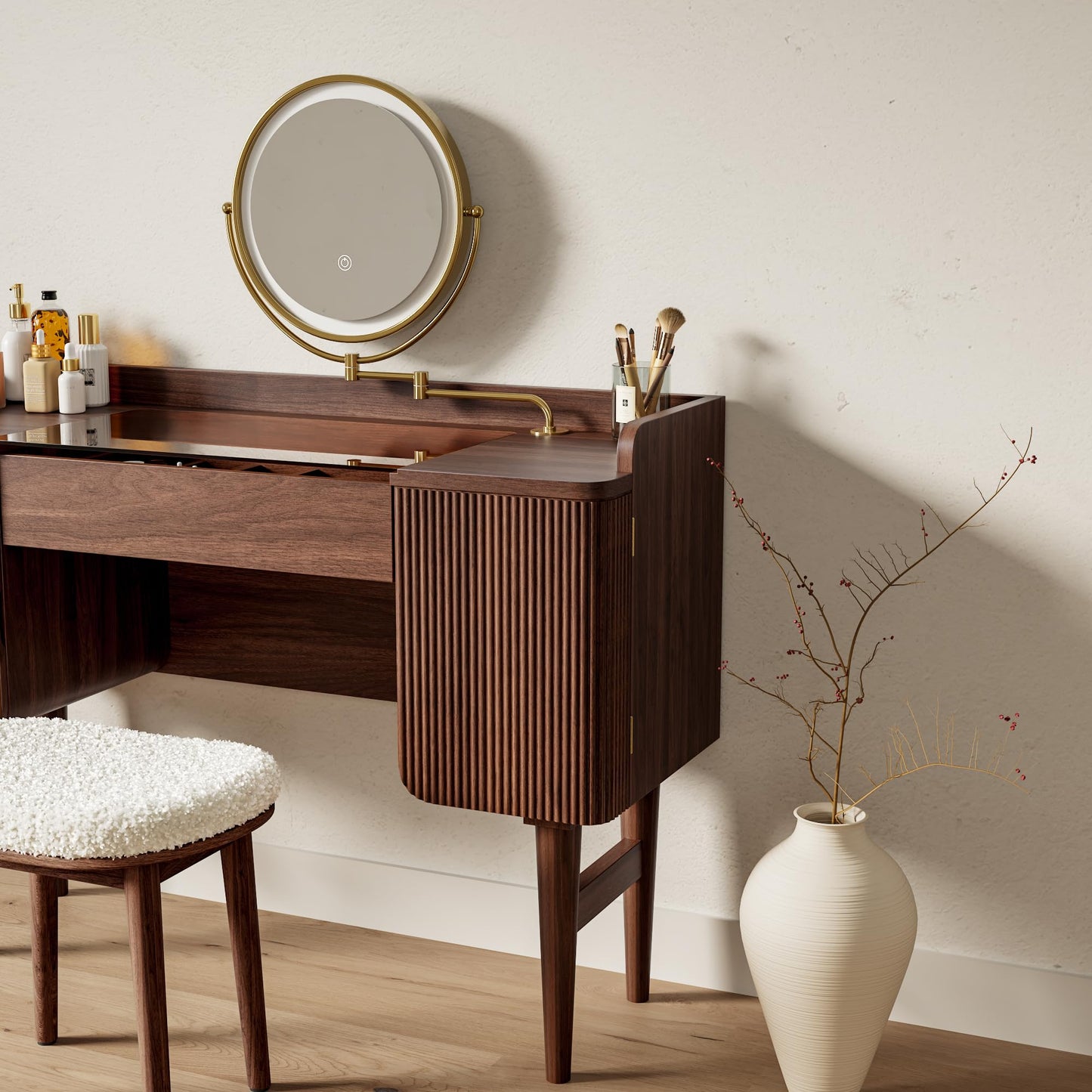 Mid Century LED Makeup Vanity Set 47"
