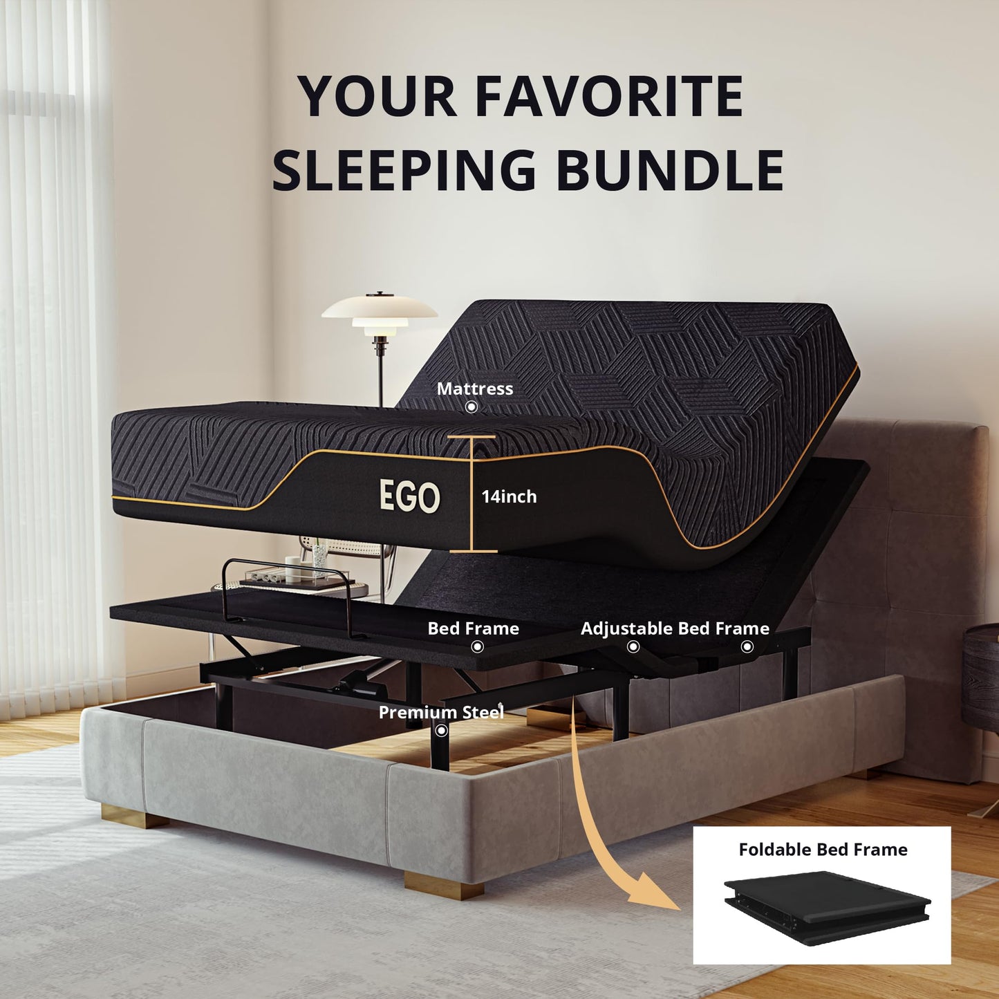 EGOHOME Split King Adjustable Bed