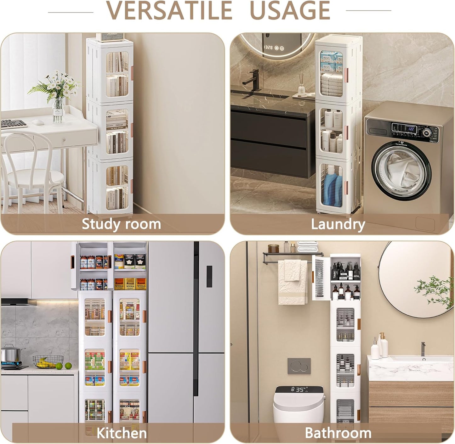 VECELO 4-Tier Plastic Storage Cabinet – White