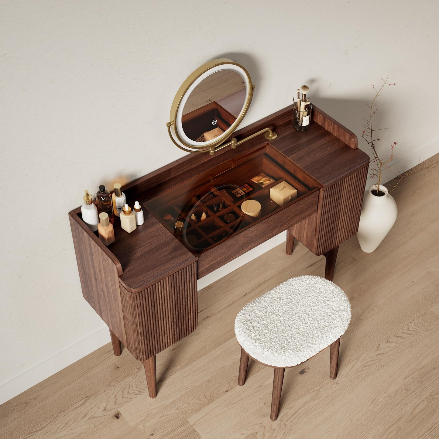 Mid Century LED Makeup Vanity Set 47"