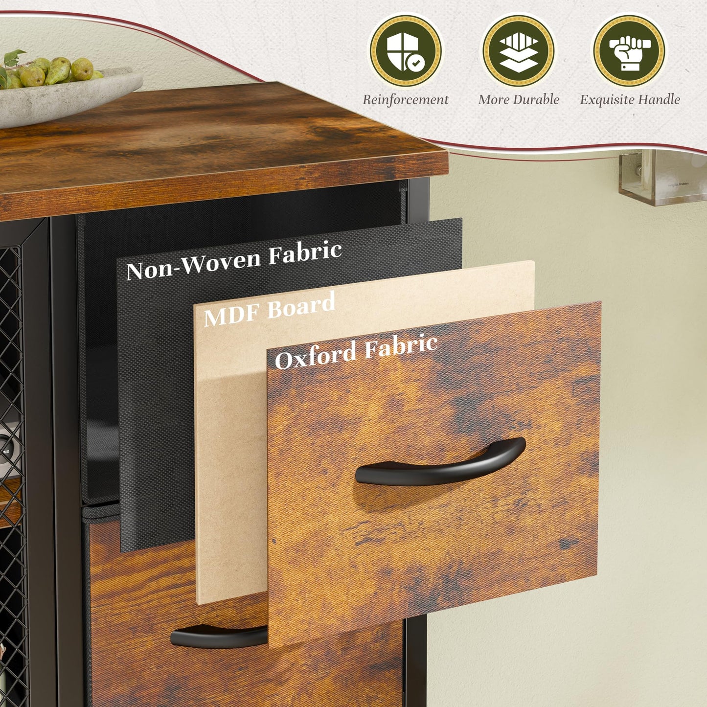 10-Drawer Rustic Brown Dresser 48.2"x38.1"x11.8"