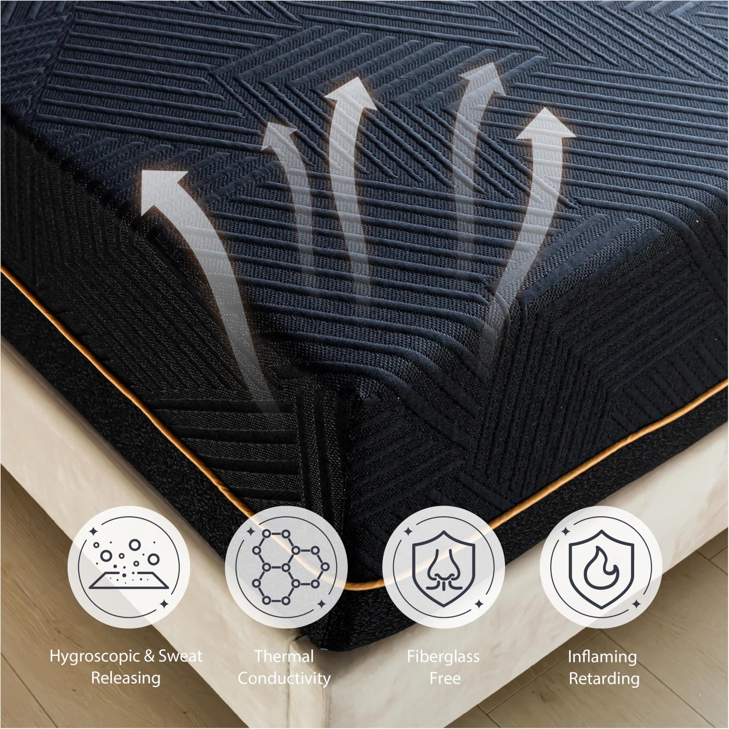 Firm Queen Memory Foam Mattress – 14", Black