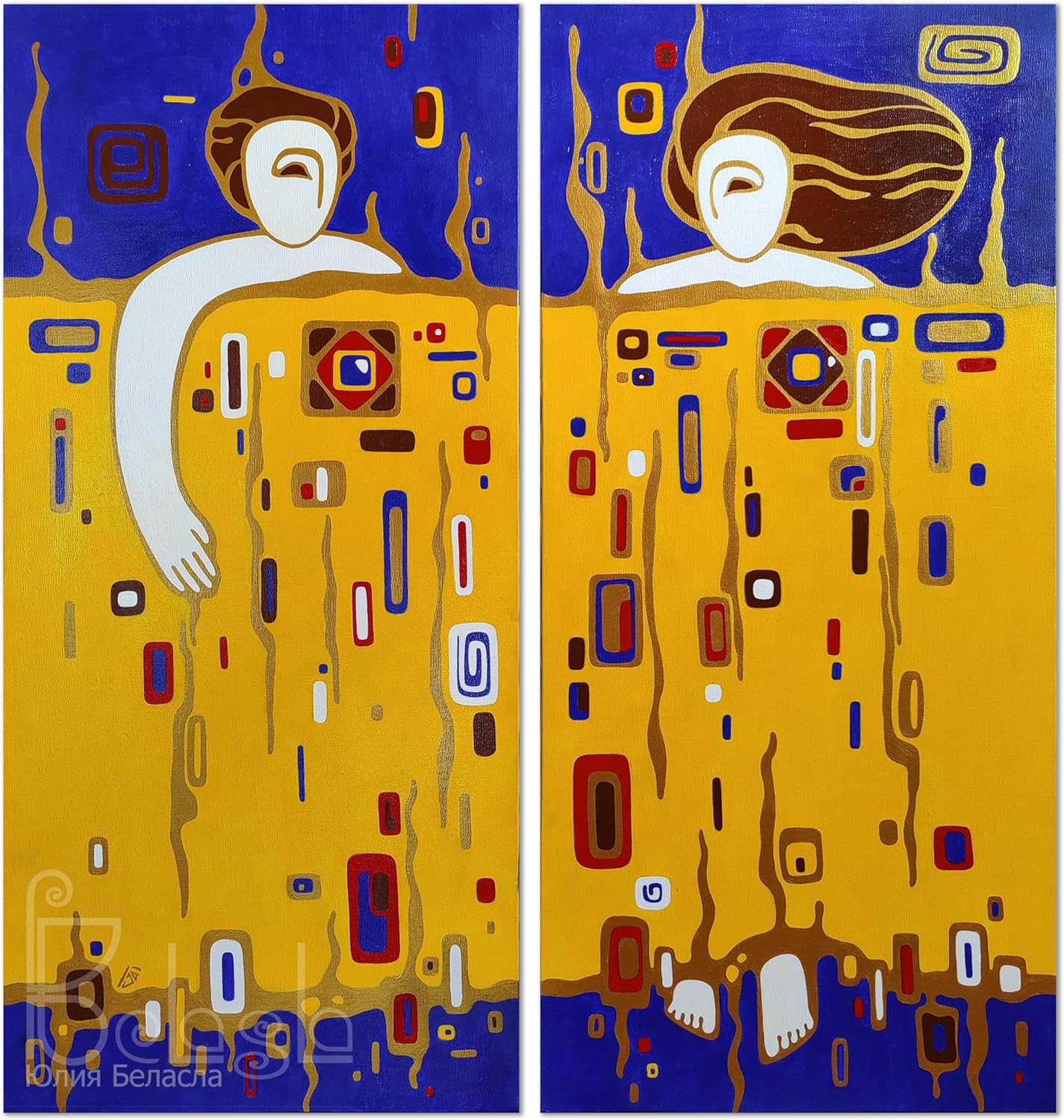 Under One Blanket Diptych Acrylic Painting 34"x18"