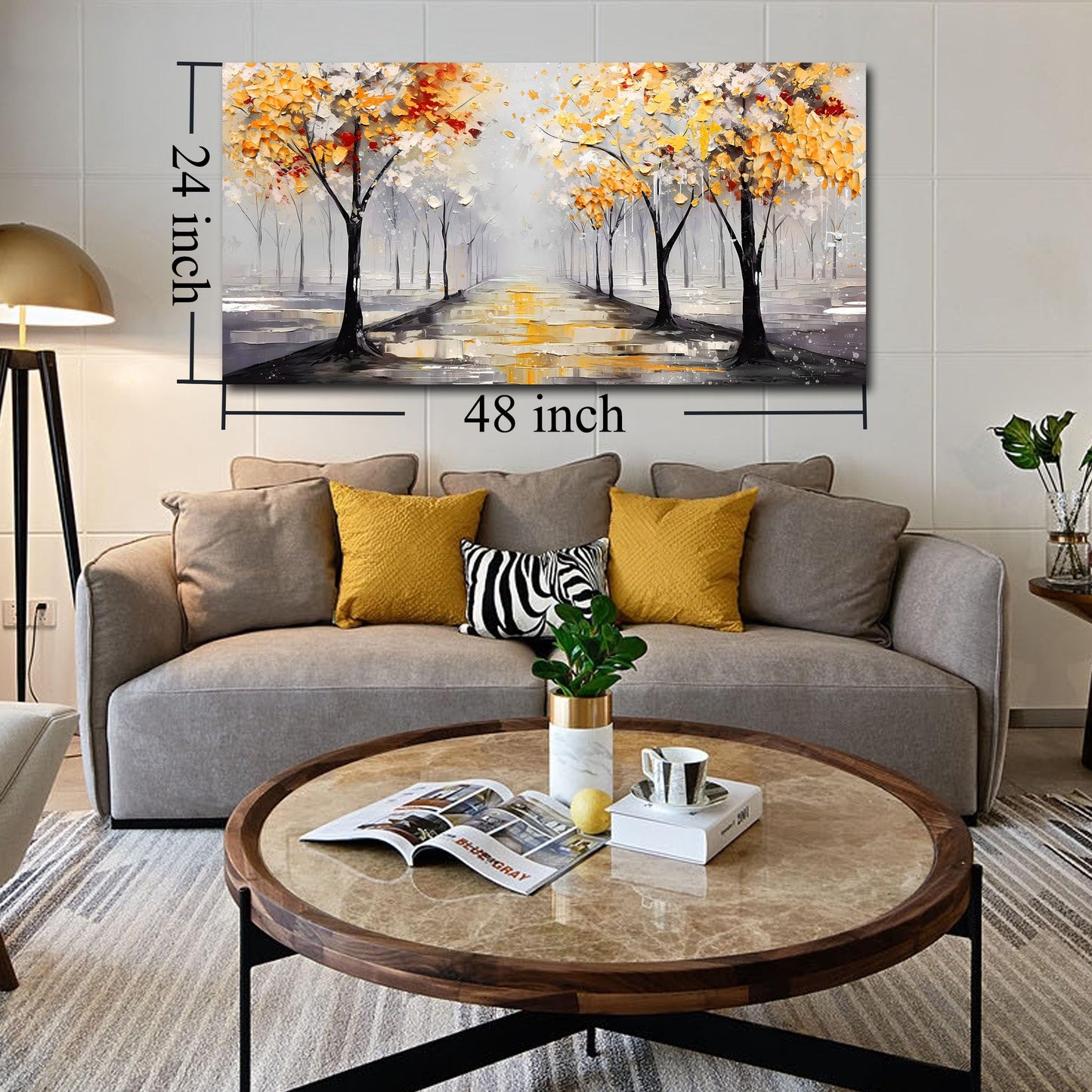 Ginkgo Tree Canvas Wall Art 48"x24"
