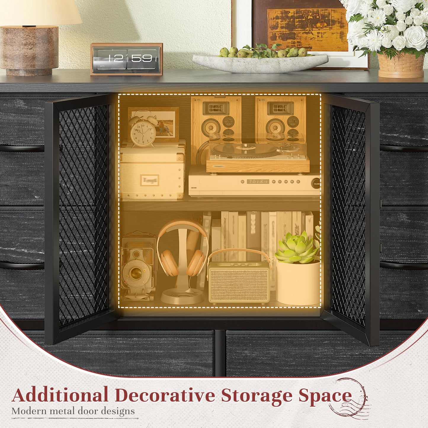 10-Drawer Rustic Brown Dresser 48.2"x38.1"x11.8"