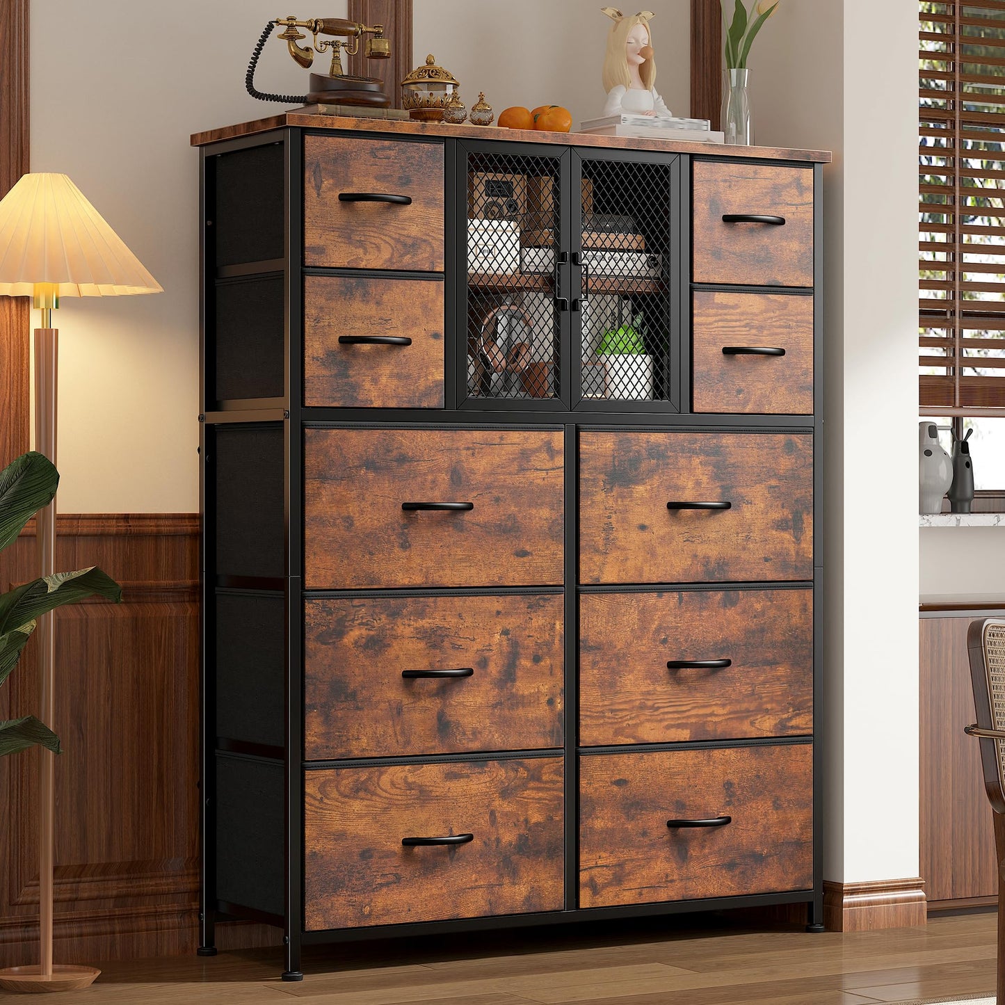 10-Drawer Rustic Brown Dresser 48.2"x38.1"x11.8"