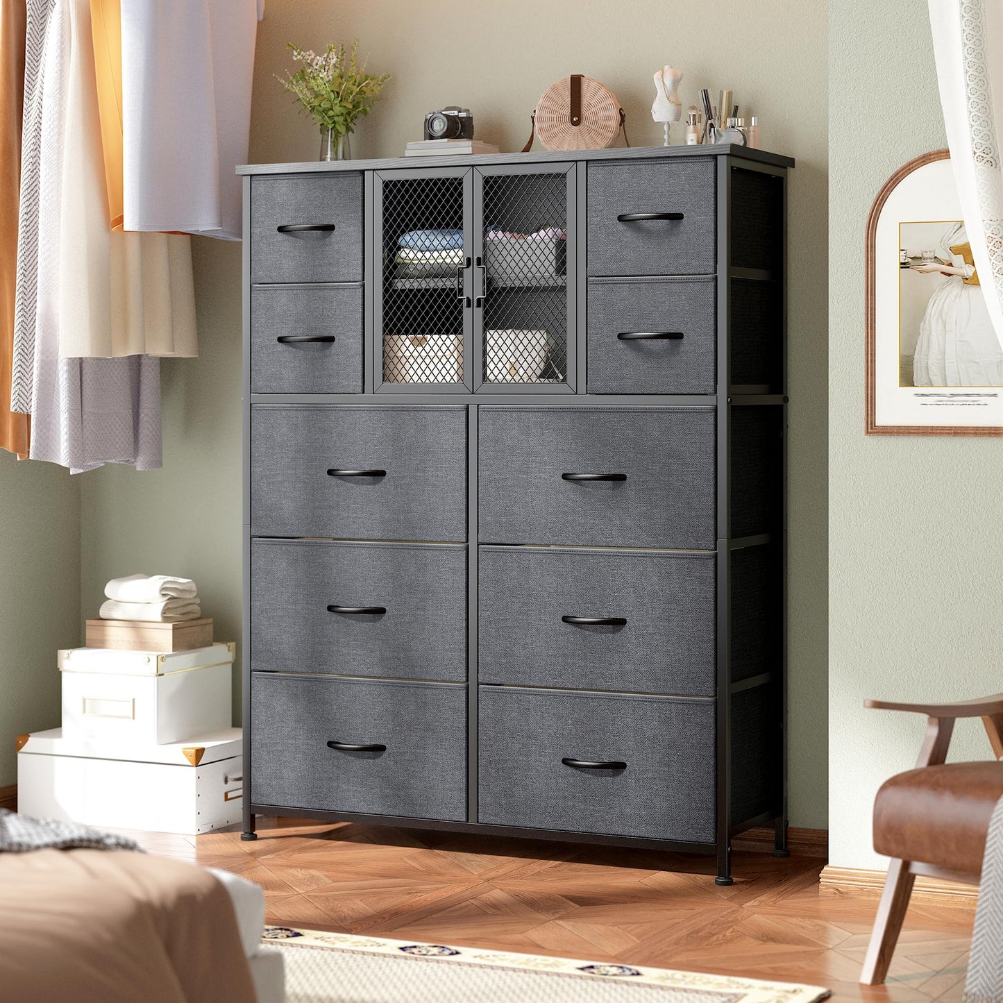 10-Drawer Rustic Brown Dresser 48.2"x38.1"x11.8"