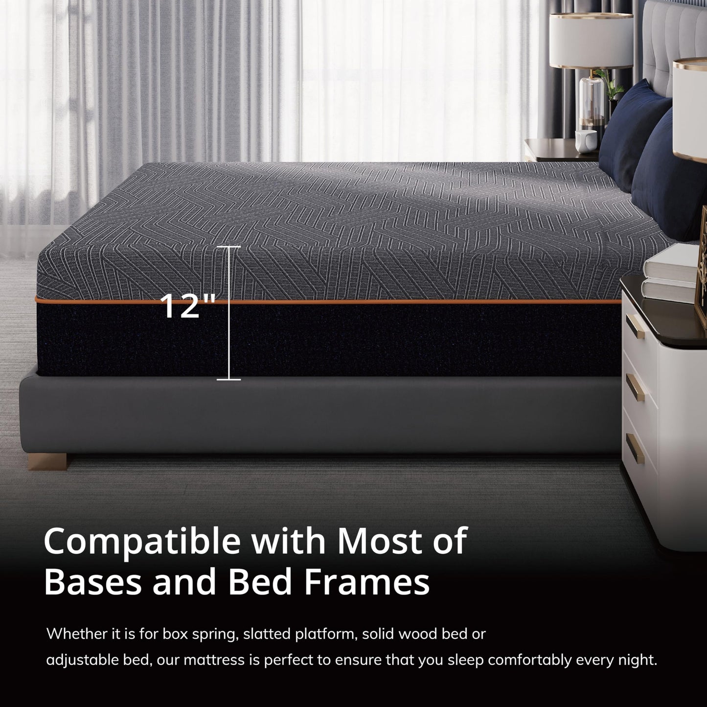 EGOHOME 14" Queen Memory Foam Mattress, Black