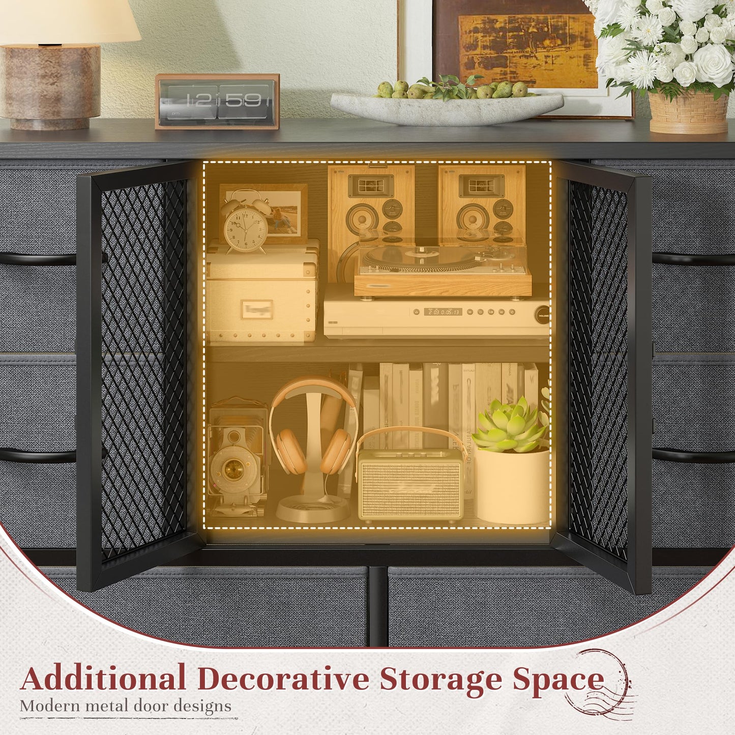 10-Drawer Rustic Brown Dresser 48.2"x38.1"x11.8"