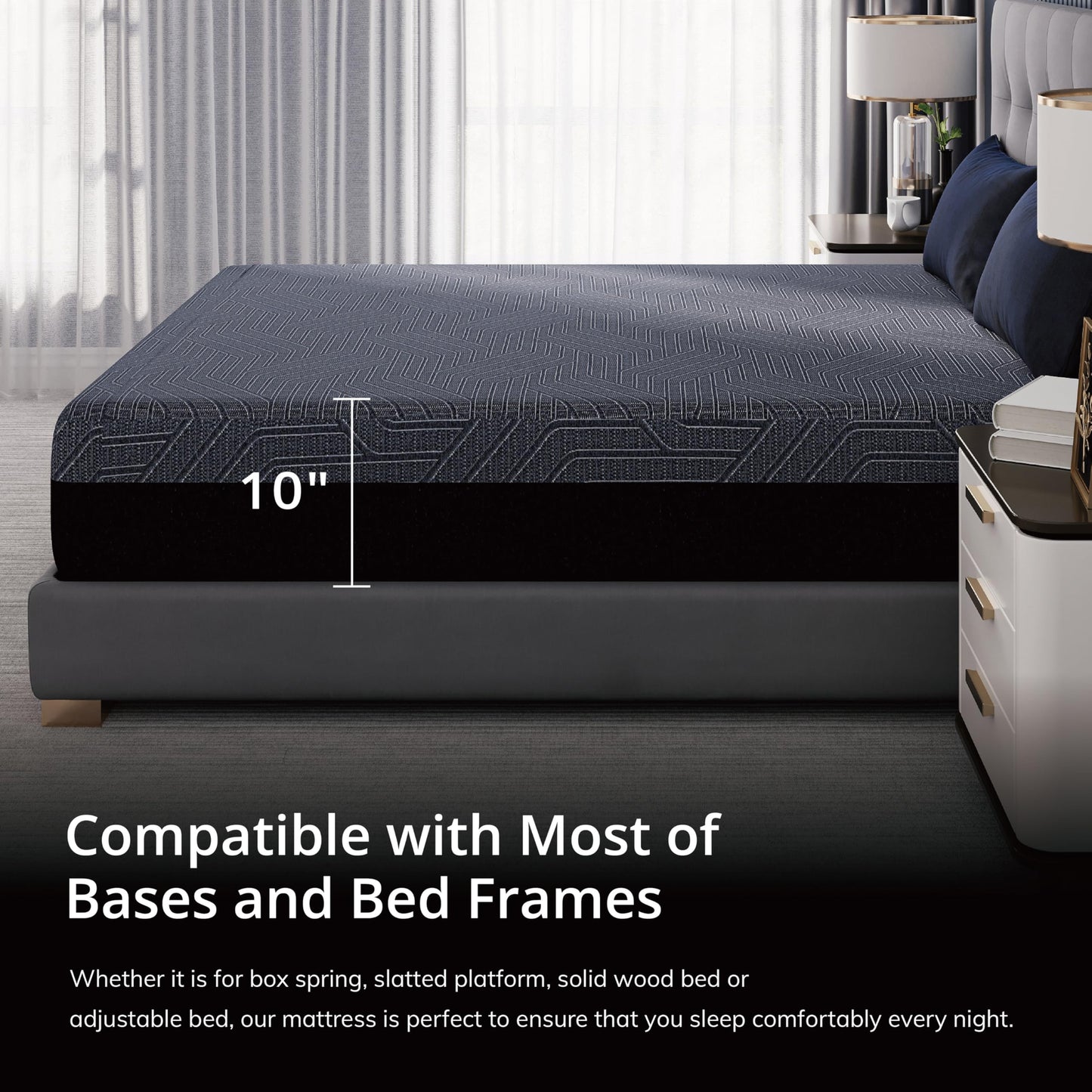 EGOHOME 14" Queen Memory Foam Mattress, Black