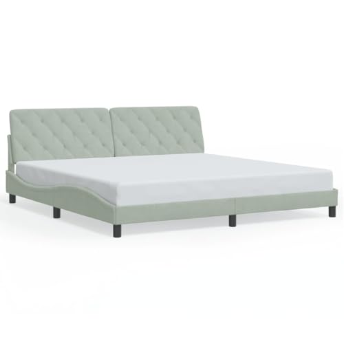 Bed Frame Light Grey Velvet Queen Bed Frame Rectangular Bed
