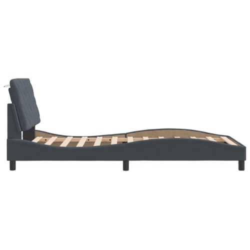 Bed Frame Light Grey Velvet Queen Bed Frame Rectangular Bed