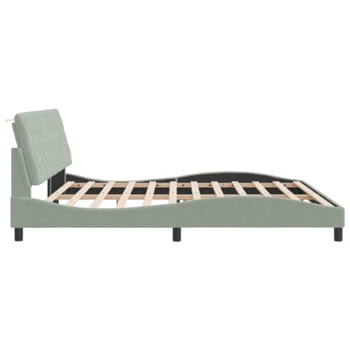 Bed Frame Light Grey Velvet Queen Bed Frame Rectangular Bed