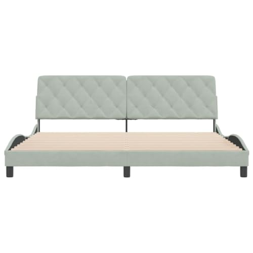 Bed Frame Light Grey Velvet Queen Bed Frame Rectangular Bed