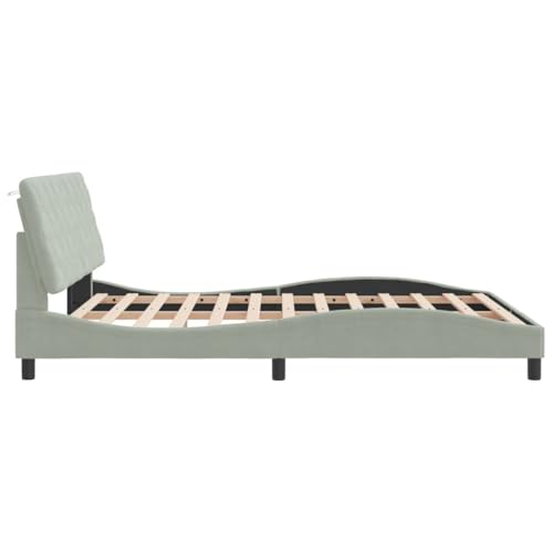 Bed Frame Light Grey Velvet Queen Bed Frame Rectangular Bed