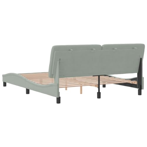 Bed Frame Light Grey Velvet Queen Bed Frame Rectangular Bed