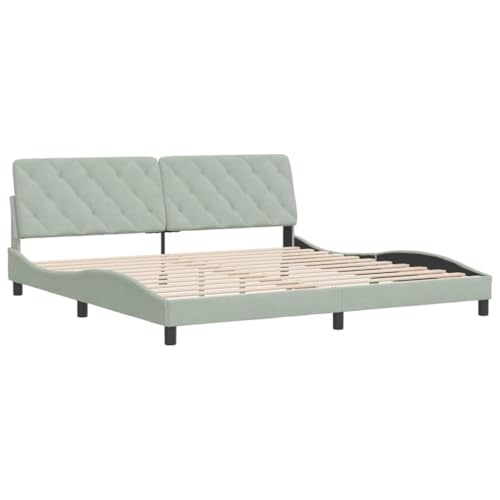 Bed Frame Light Grey Velvet Queen Bed Frame Rectangular Bed