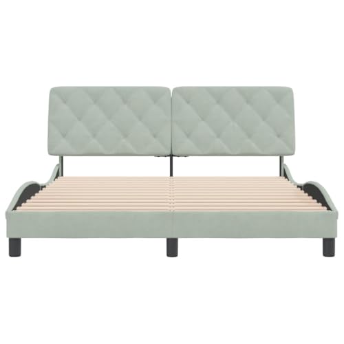 Bed Frame Light Grey Velvet Queen Bed Frame Rectangular Bed