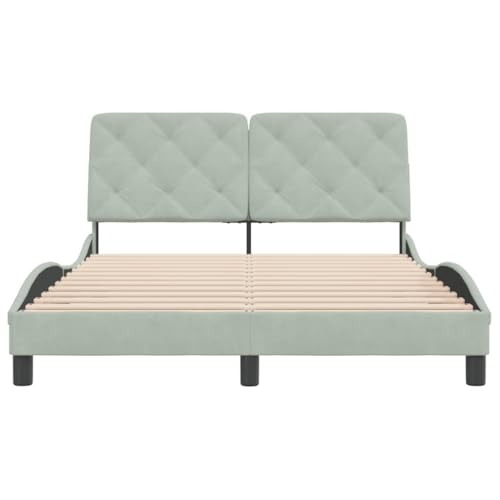 Bed Frame Light Grey Velvet Queen Bed Frame Rectangular Bed