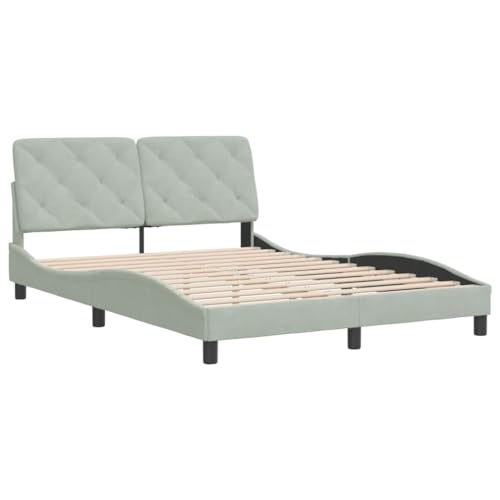 Bed Frame Light Grey Velvet Queen Bed Frame Rectangular Bed