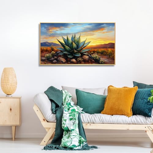 Agave Western Wall Art, 74"x40", Framed