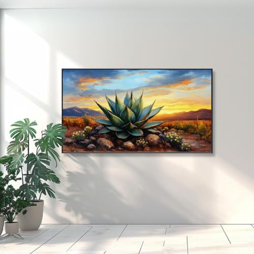 Agave Western Wall Art, 74"x40", Framed