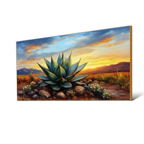 Agave Western Wall Art, 74"x40", Framed