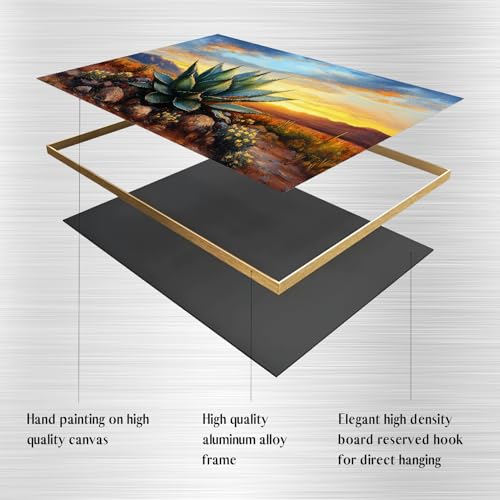 Agave Western Wall Art, 74"x40", Framed