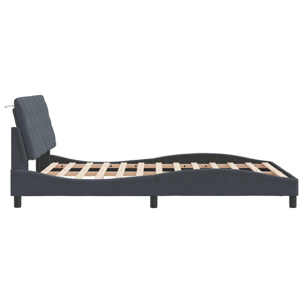 Bed Frame Light Grey Velvet Queen Bed Frame Rectangular Bed
