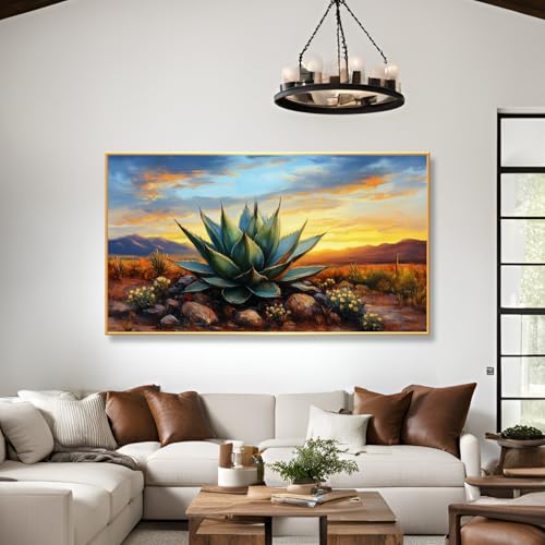 Agave Western Wall Art, 74"x40", Framed