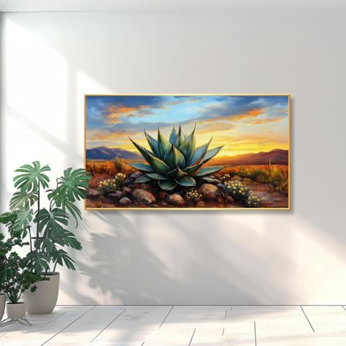Agave Western Wall Art, 74"x40", Framed