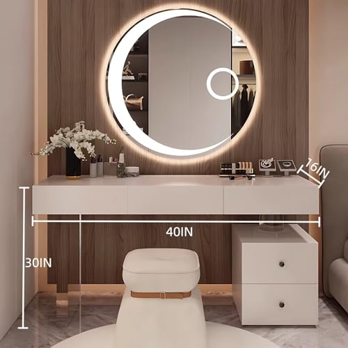 Modern Makeup Vanity Desk with LED Mirror 56"