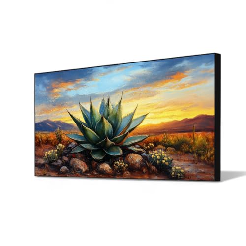 Agave Western Wall Art, 74"x40", Framed