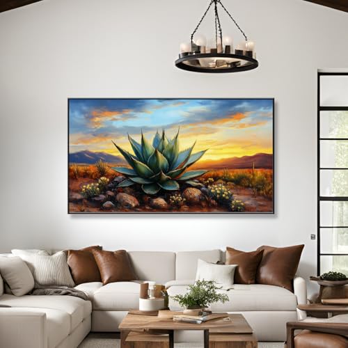 Agave Western Wall Art, 74"x40", Framed