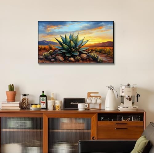 Agave Western Wall Art, 74"x40", Framed